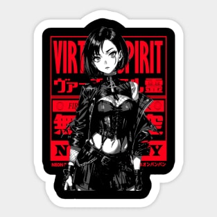 Cyberpunk Anime Girl Dark Techno Style Goth Japanese Fashion #3 Sticker